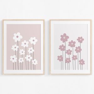 Wildlowers,Set Of 2,Nursery Decor,Girls Room,Flowers-Boho,Floral Nursery,Pink,Girls Room Decor,Floral Wall Art, Girl, Kids Wall Art