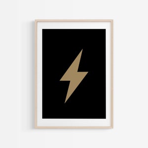 Black and Gold Boys Room Art, Gold Lightning Bolt Print, Boys Nursery Art, Trendy Nursery Art, Cool Boys Wall Decor