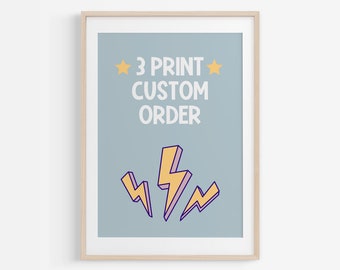 Set Of 3 Prints, Custom Order, Gallery Wall Prints, Kids Wall Art, Nursery Wall Art, Custom Nursery Art, Personalized Wall Art