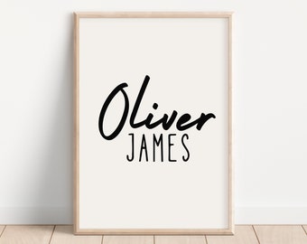 Personalized Name Print, Gender Neutral Wall Art, Black And White Wall Art, Nursery Name Sign, Trendy Wall Art, Cool Room Art