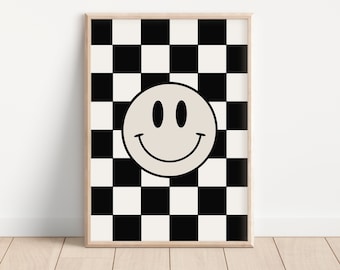 Checkered Smile Boys Wall Art, Black and Tan Art, Boys Room Art, Trendy Wall Art, Cool Toddler Room, Boys Nursery Wall Art