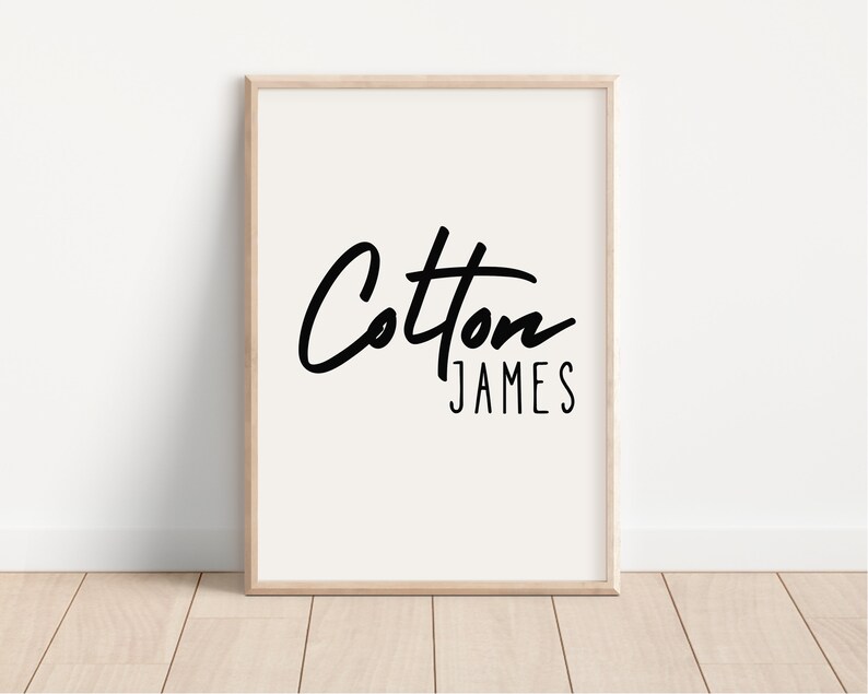 Personalized Name Print, Gender Neutral Wall Art, Black and White Wall