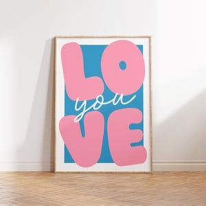 Single Love You Retro Druck, Liebesblase Brief Wandkunst, Tween Mädchen Wandkunst, Trendige Wohnheim Wandkunst, Rosa Schlafzimmer Dekor, Preppy Wandkunst