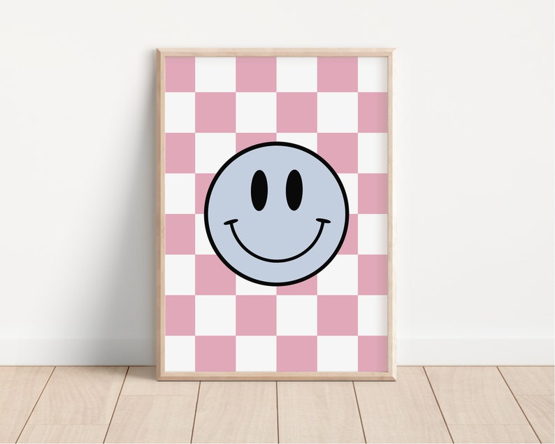 Preppy Checkards Preppy Checkered Wall Art, Pink and Blue, Set of 3 (digital Download ...