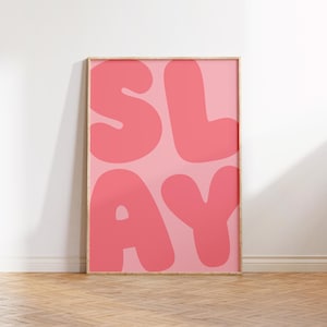 Impresión rosa de Girl Power, arte de pared con letras de burbujas, arte de pared para preadolescentes, arte de pared inspirador de moda para dormitorio, decoración de dormitorio rosa
