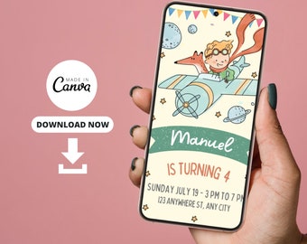 Editable The Little Prince Birthday Party Le Petit Prince Invitation Party Electronic Text Message Evite Invite Instant Download AUH