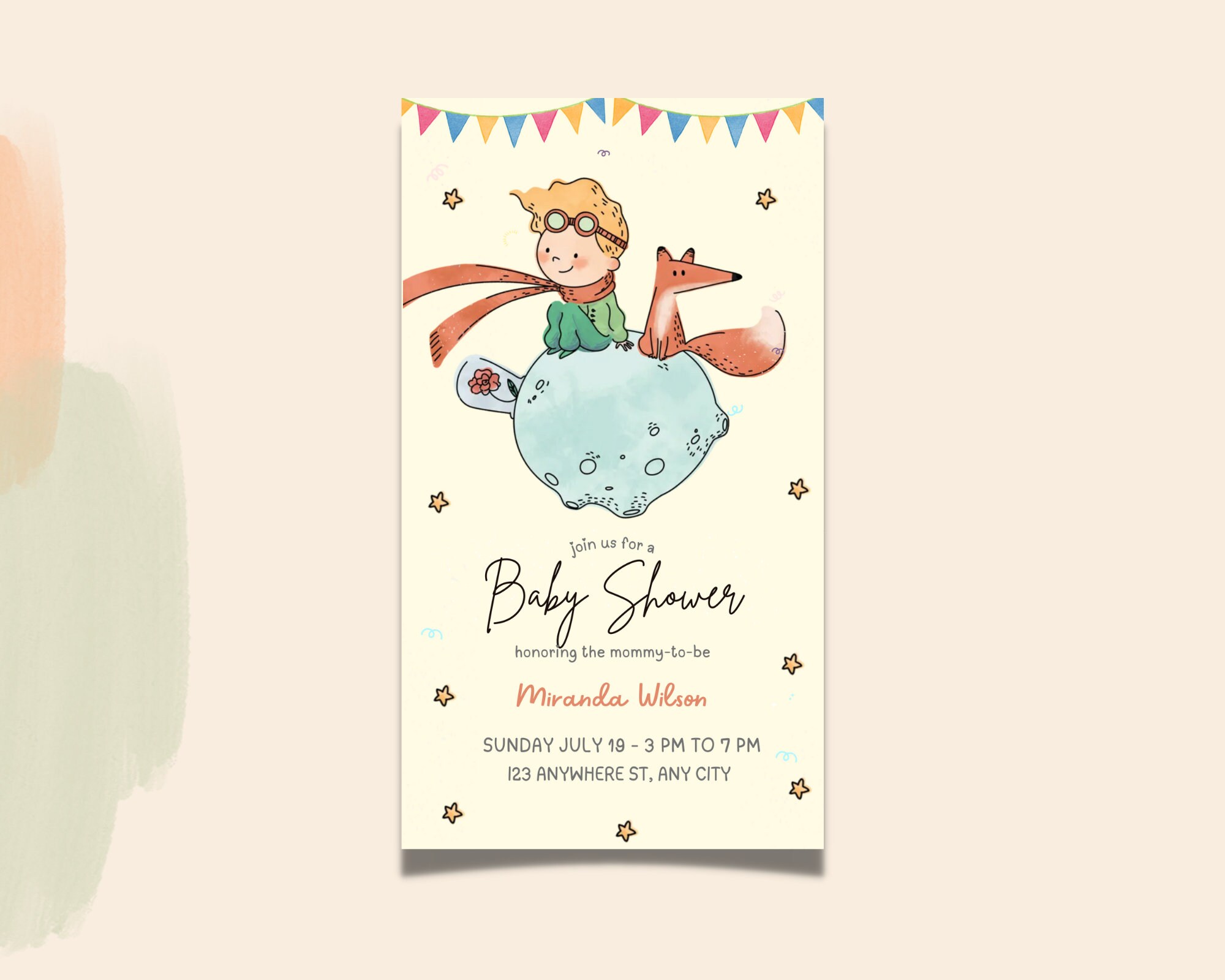 Editable Baby Shower the Little Prince Le Petit Prince Invitation Baby ...