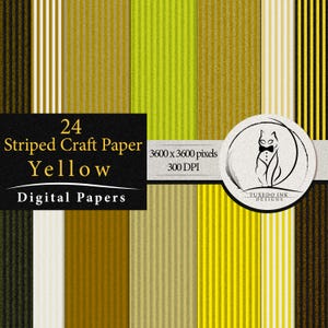 Seamless Yellow Striped Craft Paper Digital Paper