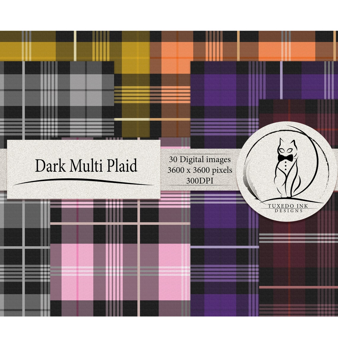 Seamless Multi-pack/multi-coloured (dark) Plaid With Texture Digital ...