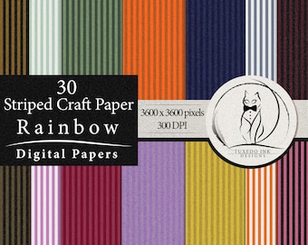Seamless Rainbow Striped Craft Paper Digital Paper