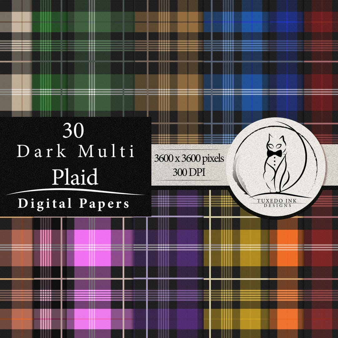 Seamless Multi-pack/multi-coloured (dark) Plaid With Texture Digital ...