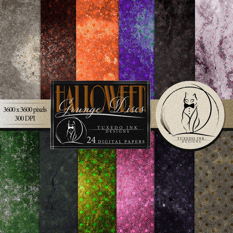 Halloween Grunge Distressed Discs Digital Paper Backgrounds - Etsy