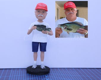 Figuras cabezonas de pescadores personalizadas, figuras cabezonas de expertos en pesca, esculturas de pescadores, recuerdos/premios exclusivos personalizados para pescadores, regalos para pescadores