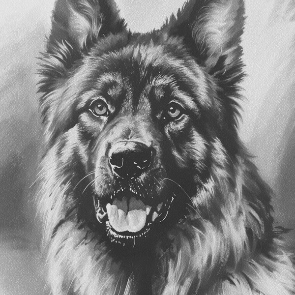 Custom Pet Portrait in Charcoal - Personalized Black & White Digital Sketch - Dog and Cat Memorial Art with Name or Quote - Pet Lover Gift