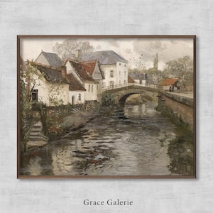 Vintage Country Painting | Rustic European Village Print | Downloadable PRINTABLE