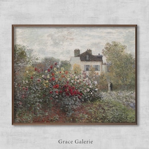 Cottage Oil Painting | Rose Garden Wall Art | Summer Vintage Muted Print | PRINTABLE Digital