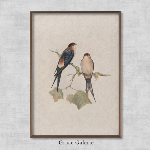 Western Mosque-Swallow | Vintage Painting | Antique Wall Deco | PRINTABLE Digital Download