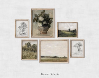 French Country Gallery Wall Art | Set of 6 | Vintage Living Room Decor | PRINTABLE Collection of 6 | Digital DOWNLOAD
