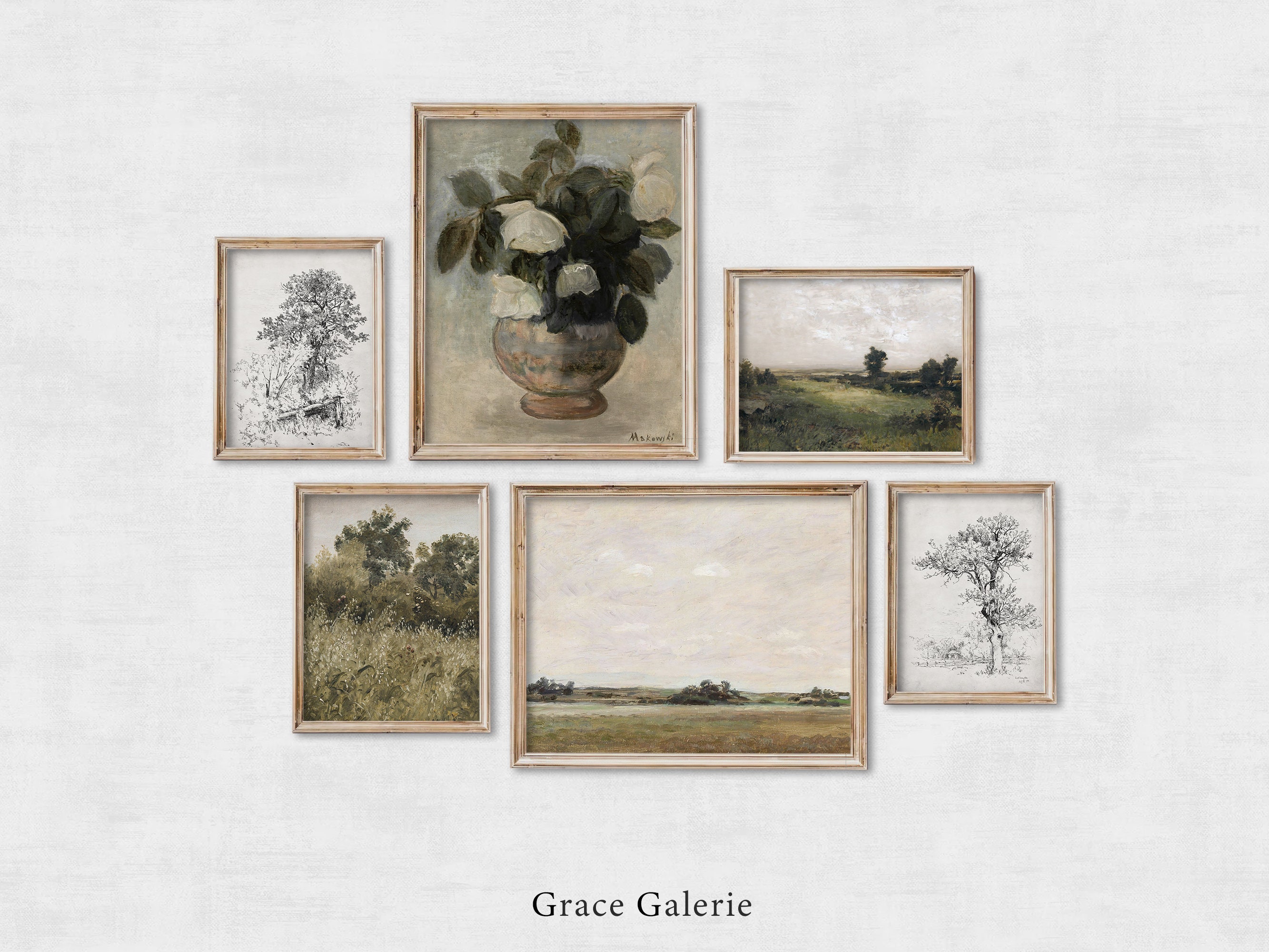 French Country Gallery Wall Art | Set of 6 | Vintage Living Room Decor ...