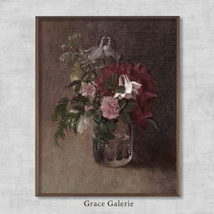 Flowers in a Glass Portrait | Vintage Painting | Antique Wall Deco | PRINTABLE Digital Download