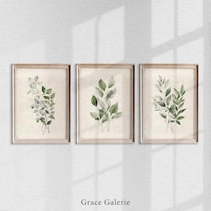 Gallery Set of 3 | Botanical Gallery Wall Print SET | Green Leaves Art ...