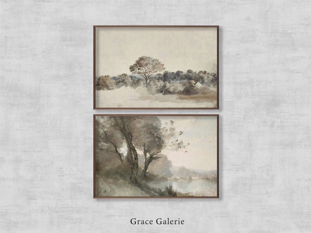 Moody Landscape Gallery Wall Art | Set of 2 | Rustic Landscape ...