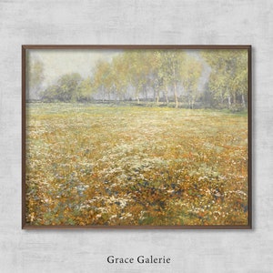 Spring Meadow Painting | Vintage Landscape Print | Country Field PRINTABLE Digital Download