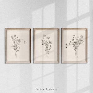 Galerie 3-er Set | Schwarz-weiße botanische Wandkunst | Minimalistische Wandkunst | Bauernhaus Dekor | DRUCKBARE Digital Download Bild 2
