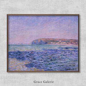 Ombre sul mare. Le scogliere di Pourville / Dipinto di paesaggio europeo d&#39;epoca / Decorazione murale antica / Download digitale STAMPABILE