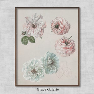Pink and White Roses | Vintage Painting | Antique Wall Deco | PRINTABLE Digital Download