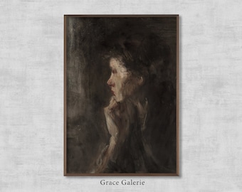 Woman in Contemplation | Vintage Painting | Antique Wall Deco | PRINTABLE Digital Download