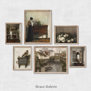 Vintage Europäische Galerie Wand Kunst | 6er-Set | Vintage Esszimmer Wohnkultur | DRUCKBAR