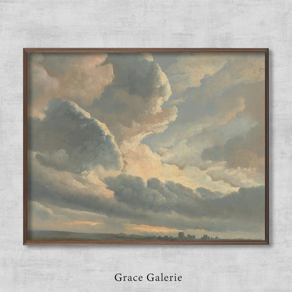 Study of Clouds with a Sunset near Rome | Vintage Painting | Antique Wall Deco | PRINTABLE Digital Download