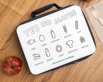 Lunch bag for Allergic Kids, food allergy awareness, peanuts allergy, milk allergy, useful gift for boy, gift for girl, gluten intolerance