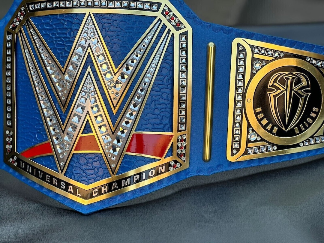Wwe Universal Championship Replica Title Belt Blue Brass Adult Etsy