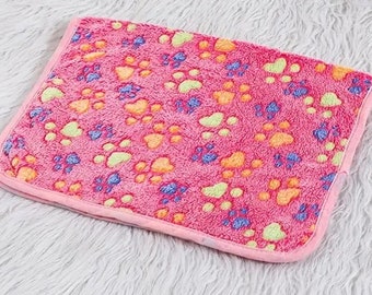 SALE!! Cuddly Soft Pink Paw Print Blanket or Crate Mat