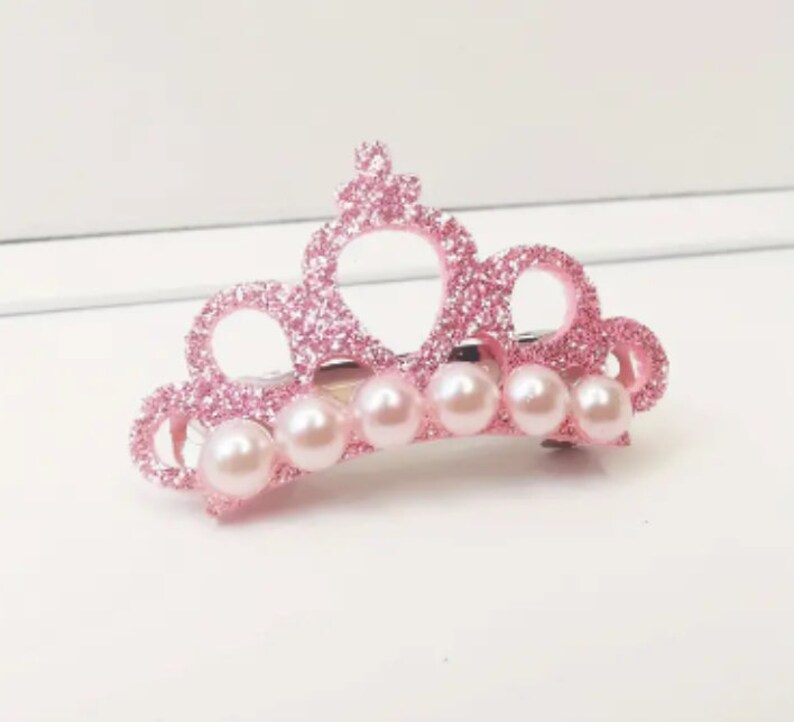 Sparkles & Pearls Crown/tiara Pink/gold Hair Barrette/clip for Etsy