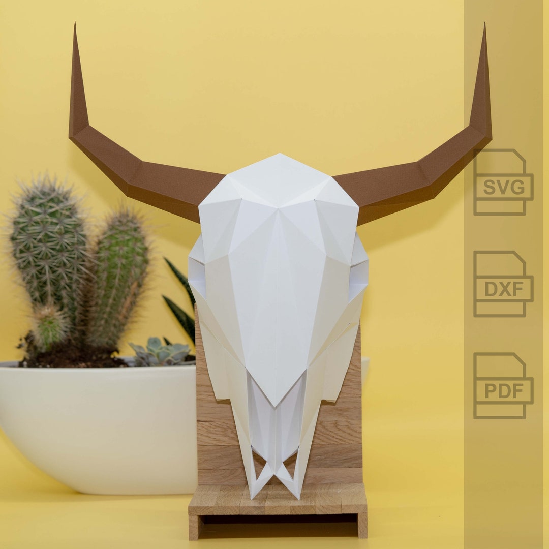 Bull Skull Head - 3D Plotter File + Instructions (paper Craft) - SVG ...