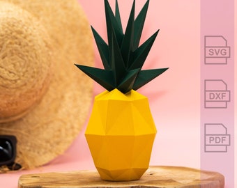 Pineapple - 3D Plotter File + Instructions (Paper Craft) - SVG, DXF, PDF - Suitable for Cricut, Silhouette & Brother Cutters