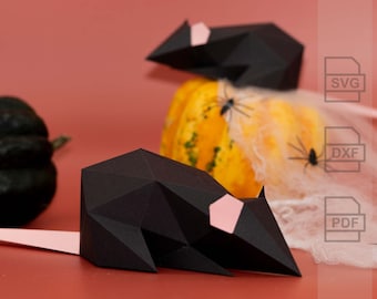 Rat | Mouse - 3D Plotter File + Instructions (Paper Craft) - SVG, DXF, PDF - For Cricut, Silhouette & Brother Cutters