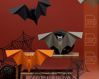 Bat SVG 3D Halloween Papercraft Low Poly - Cricut, Silhouette, Brother