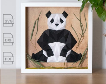 Panda Wall Art - 3D Plotter File - SVG, DXF, PDF - For Cricut, Silhouette and Brother cutters
