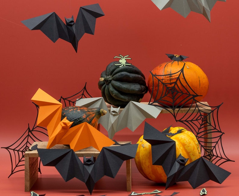 Bat SVG 3D Halloween Papercraft Low Poly - Cricut, Silhouette, Brother image 3