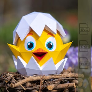 Küken • 3D Plotterdatei + Anleitung (Paper Craft) • SVG, DXF, PDF • Geeignet für Cricut, Silhouette & Brother Schneideplotter