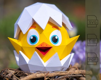 Chicks • 3D plotter file + instructions (Paper Craft) • SVG, DXF, PDF • Suitable for Cricut, Silhouette & Brother cutting plotters