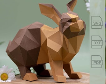 Rabbit / Bunny - 3D Plotter File + Instructions (Paper Craft) - SVG, DXF, PDF - Suitable for Cricut, Silhouette & Brother Cutters