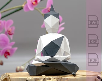 Modern Buddha 3D Papercraft - SVG, DXF, PDF - For Cricut, Silhouette and Brother Cutting Machines