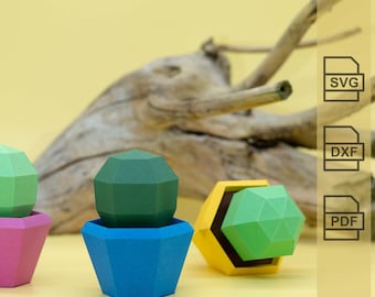 Cactus - 3D Plotter File + Instructions (Paper Craft) - SVG, DXF, PDF - Suitable for Cricut, Silhouette & Brother Cutters