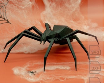 Spider - 3D Plotter File + Instructions (Paper Craft) - SVG, DXF, PDF - For Cricut, Silhouette & Brother devices