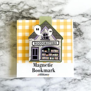Spooky Bookstore Magnetic Bookmark, Halloween Bookmarks, Cute Halloween Bookish Decor, Book Reading Ghosts, Cute Gifts for Book Lovers